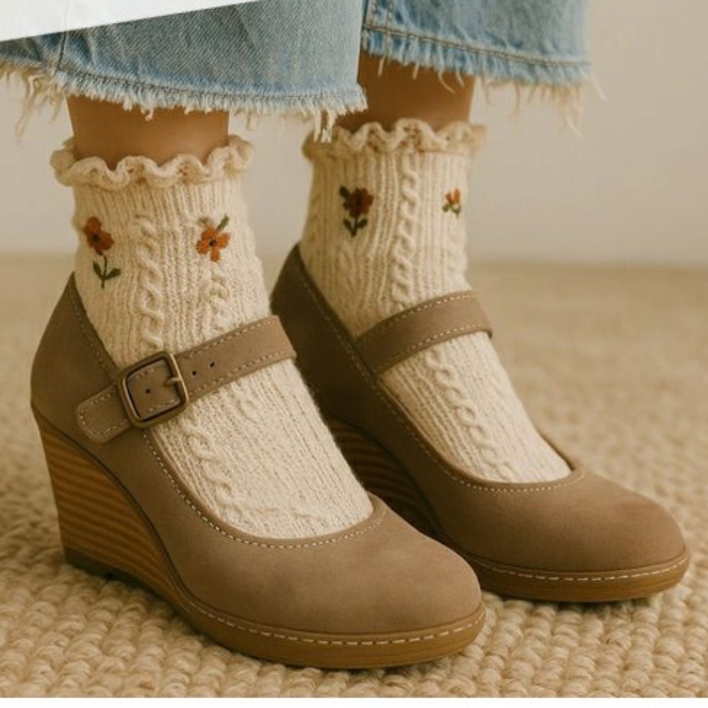 Dansko Sandra Suede Wedge Mary Jane Shoes Taupe Brown EU 40 US 9.5-10
